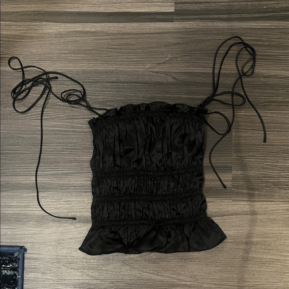 Reformation Black Ruched Camisole